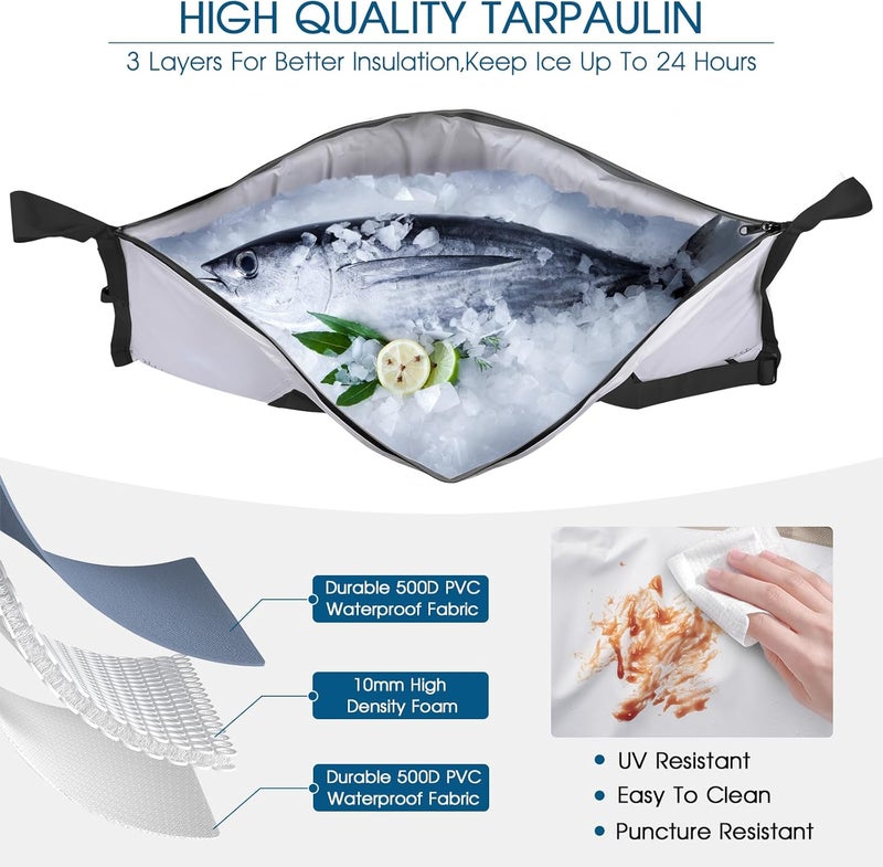 THKFISH Insulated Fish Cooler Bag, 40x16in Fish Kill Bag for Caught Fish, Portable Waterproof Insulated Fishing Bags Keeps Ice Cold Over 24 Hours - Image 2